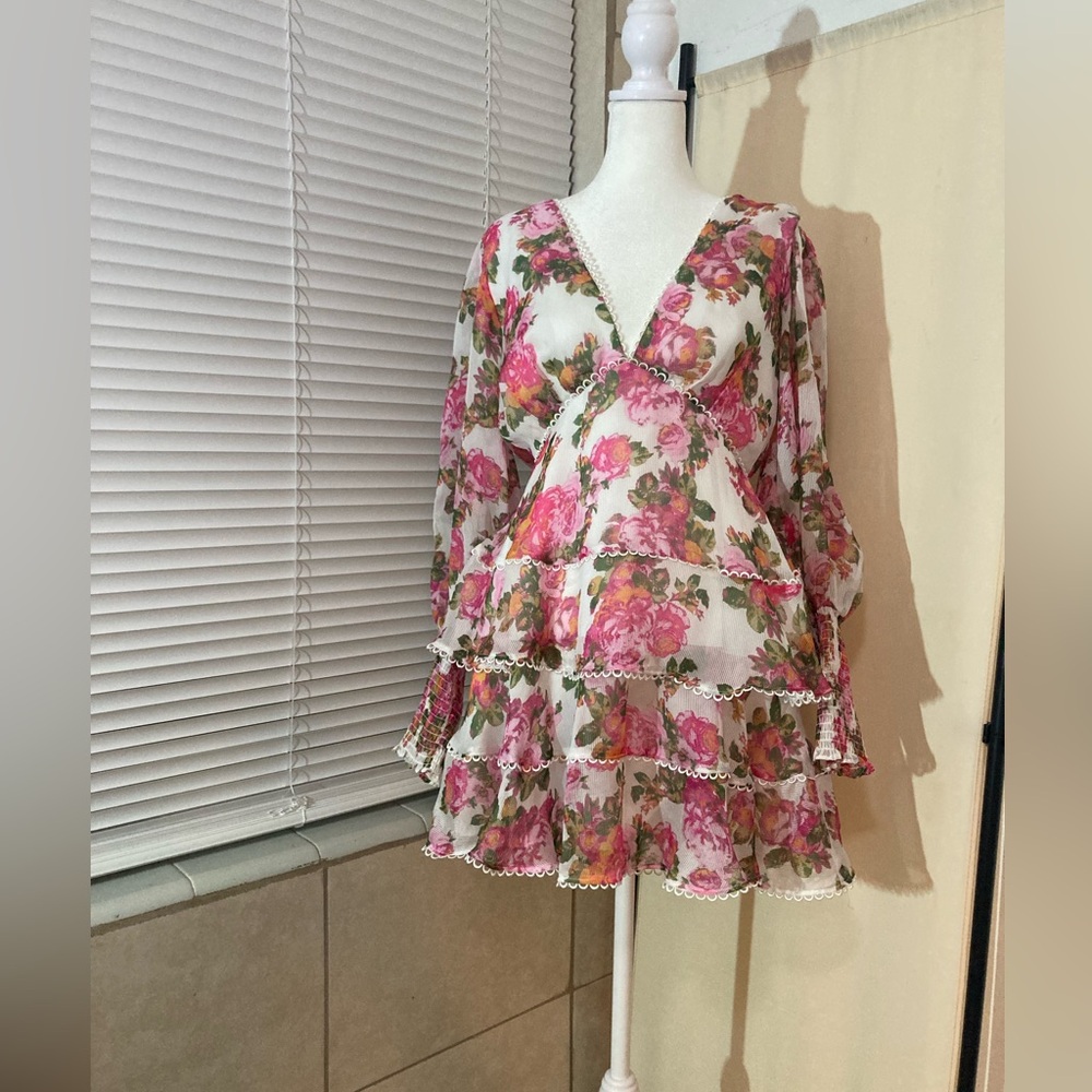 KEEPSAKE the Label Floral V-Neck Ruffle Dress